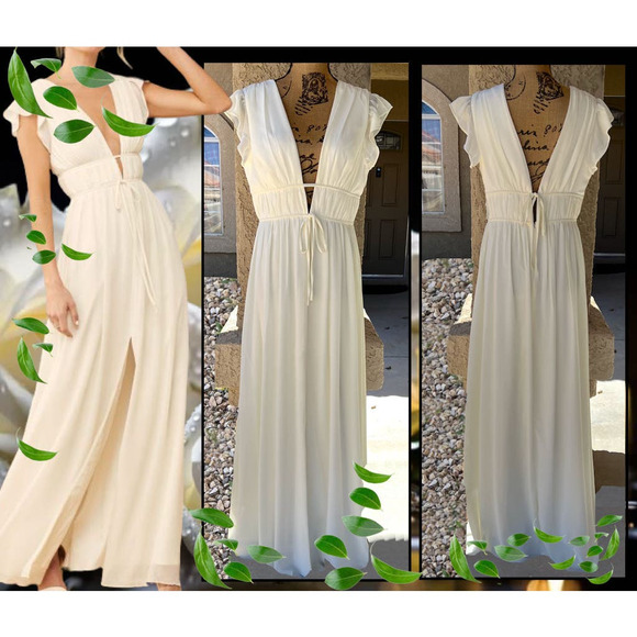 Lulus Dresses & Skirts - Lulus Tulle Ruffle Cream I'm All Yours Maxi Dress Size L
